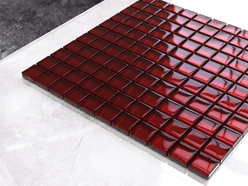 Mosaïque en verre sur filet pour salle de bain ou cuisine 30 cm x 30 cm - Pomerol wine