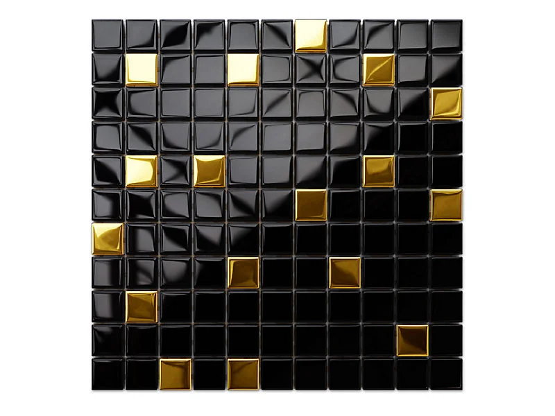 Mosaïque en verre sur filet pour salle de bain ou cuisine 30 cm x 30 cm - Nero doré