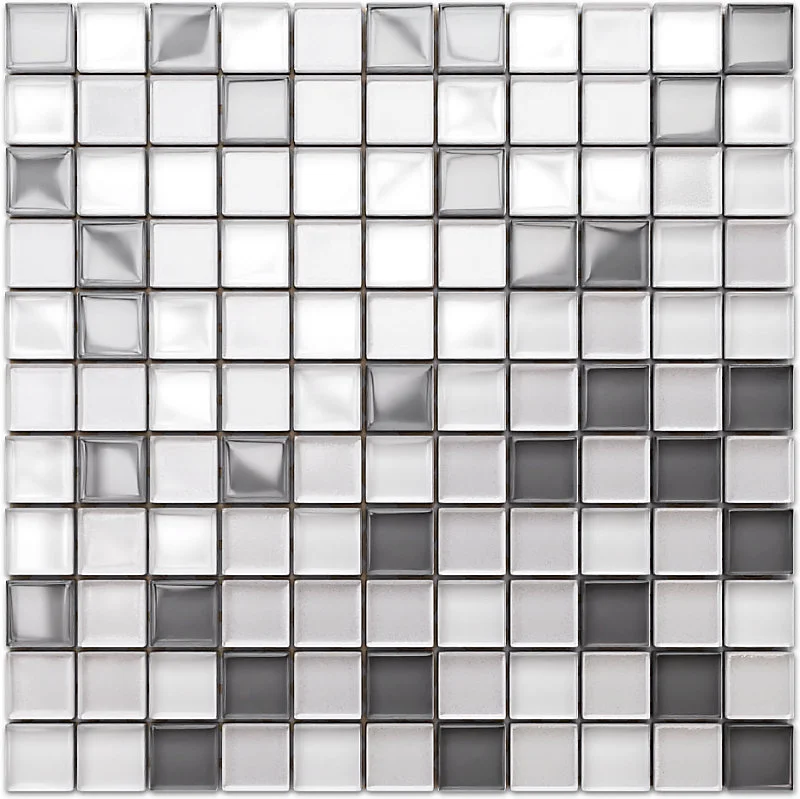 Mosaïque en verre sur filet pour salle de bain ou cuisine 30 cm x 30 cm - Blanc pur Pearls