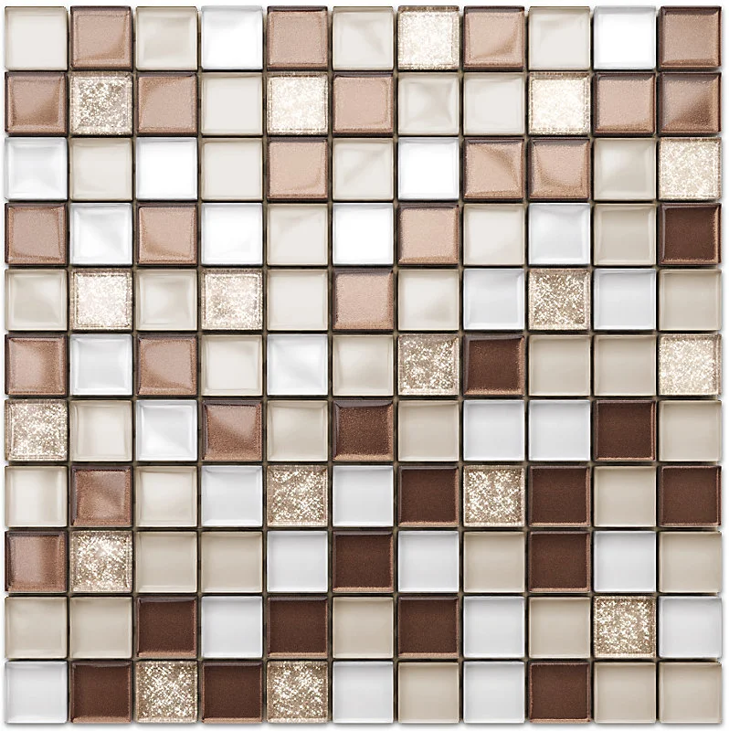 Mosaïque en verre sur filet pour salle de bain ou cuisine 30 cm x 30 cm - Coffee