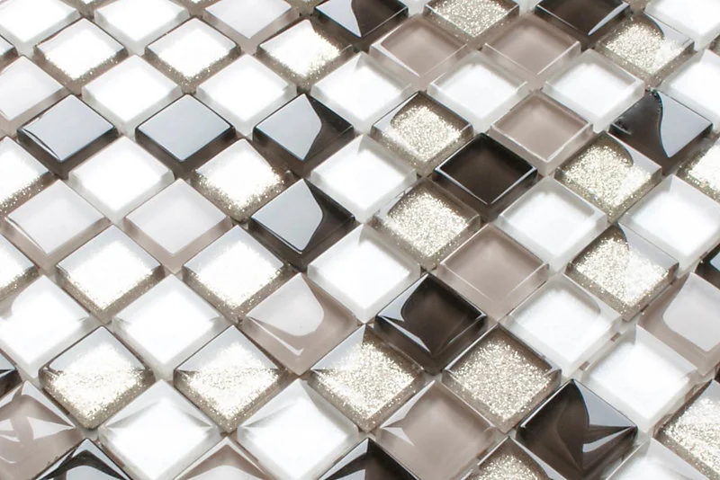 Mosaïque en verre sur filet pour salle de bain ou cuisine 30 cm x 30 cm - Coffee