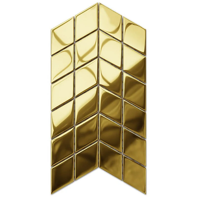 Mosaïque de verre sur maille pour salle de bain ou cuisine Mini Ton or Chevron - 17.2cm x 29.8cm