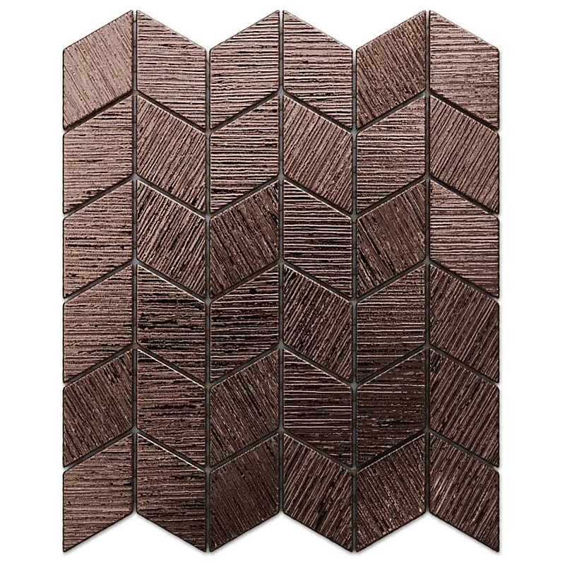 Mosaïque de verre sur maille pour salle de bain ou cuisine Métal cuivre lake - 26.5cm x 30.5cm