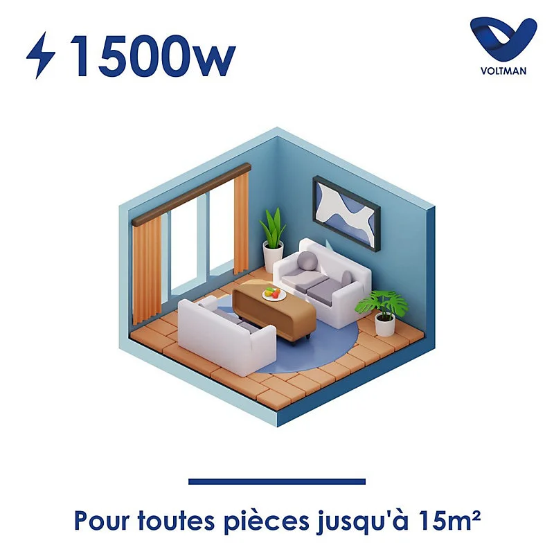 Chauffage céramique inertie sèche - 1500W - Voltman