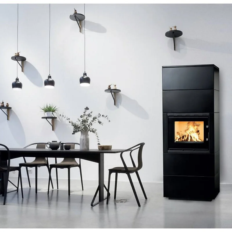 Insert de cheminée 60 B meuble noir 1+2 79x149 CM 4-6 kW compatible avec domotique