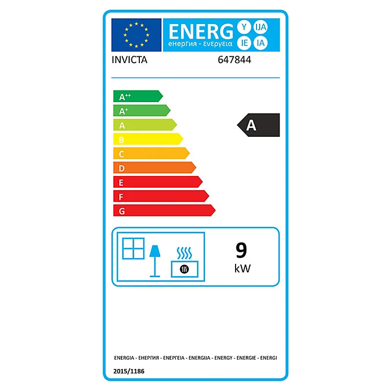 Poêle à bois en fonte Invicta Kaori 9kW 100m² compatible avec domotique