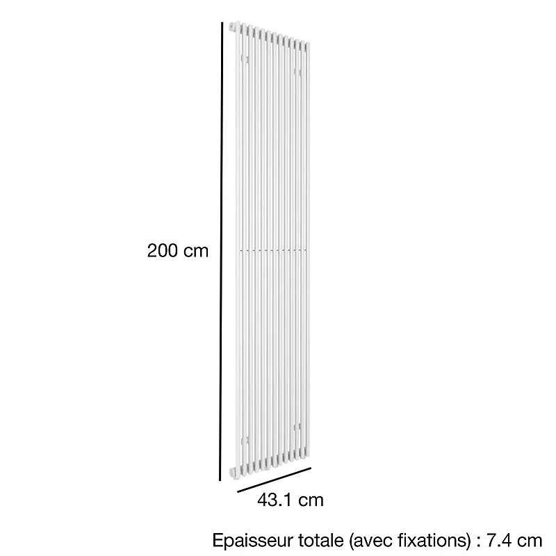 Radiateur eau chaude Acova Filin vertical anthracite 1008W avec kit de fixation