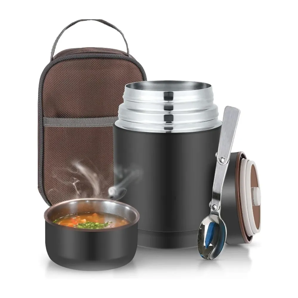 Thermos Portavivande Acciaio con Cucchiaio e Borsa Inclusi avec Garantie Constructeur