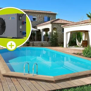 Piscine bois " palma 130 " - 7.57 x 4.07 x 1.31 m + pompe à chaleur 6.1 kw | Anti-calcaire |