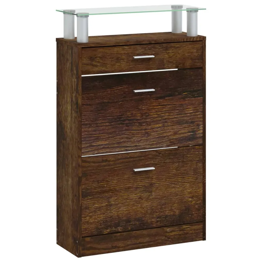 Armoire à chaussures range chaussures rangement meuble entrée couloir salon 63 x 24 x 104 cm bois d'ingénierie brun 02_002...
