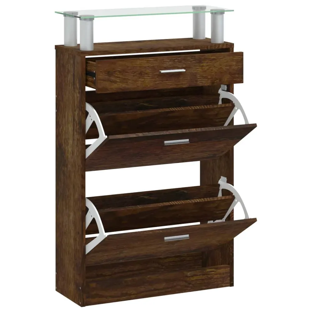 Armoire à chaussures range chaussures rangement meuble entrée couloir salon 63 x 24 x 104 cm bois d'ingénierie brun 02_002...