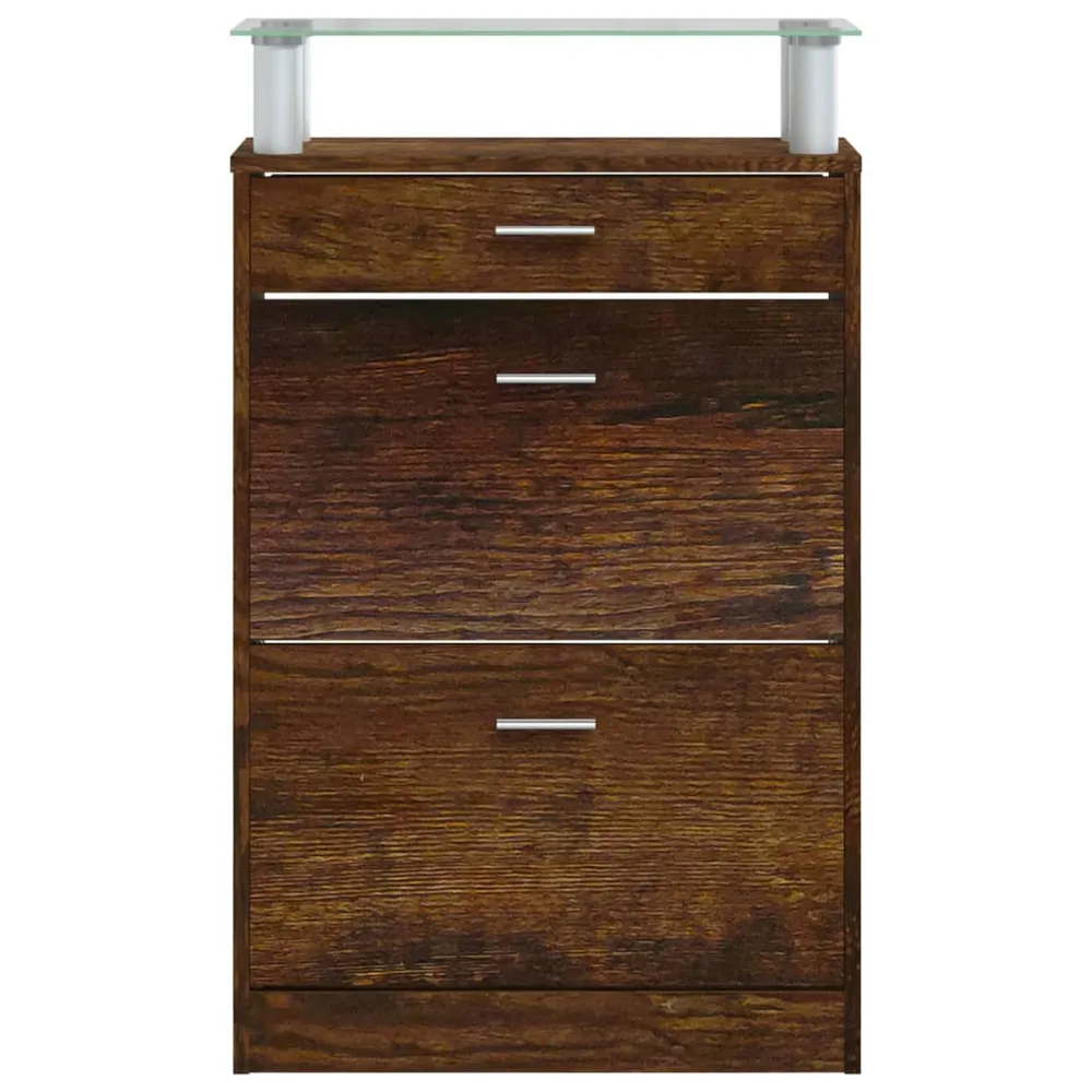 Armoire à chaussures range chaussures rangement meuble entrée couloir salon 63 x 24 x 104 cm bois d'ingénierie brun 02_002...