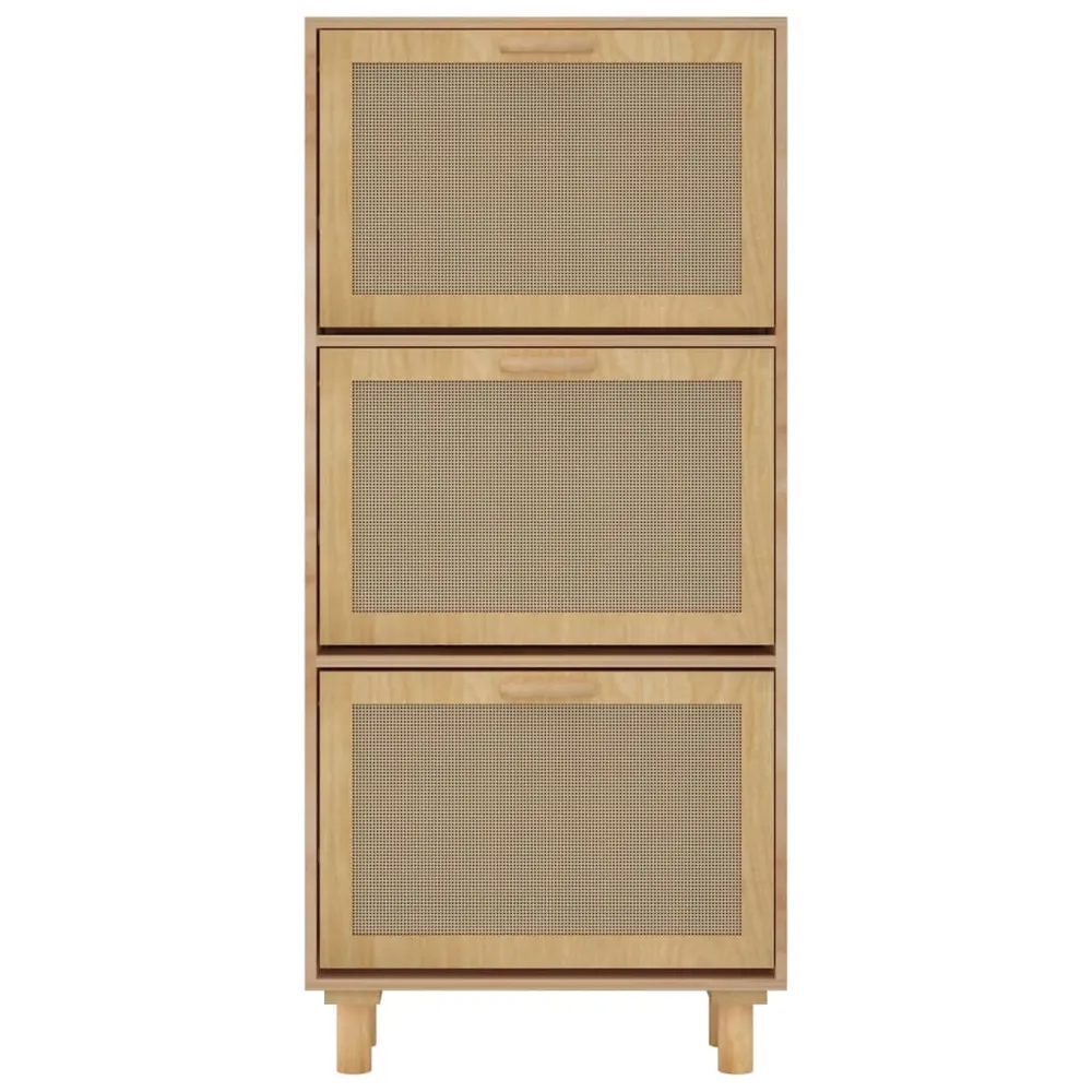 Armoire à chaussures range chaussures rangement meuble entrée couloir salon 52 x 25 x 115 cm bois d'ingénierie/rotin brun...