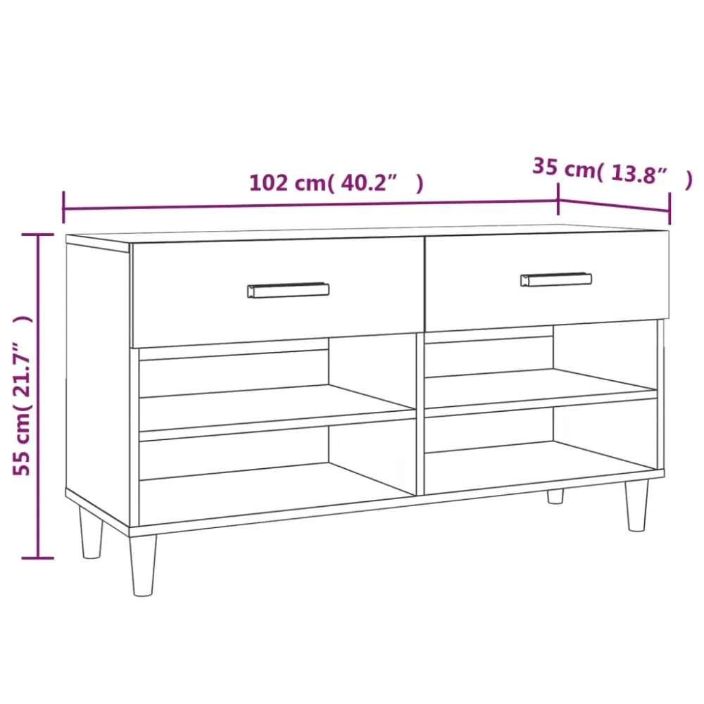 Armoire à chaussures range chaussures rangement meuble entrée couloir salon brillant 102 x 35 x 55 cm bois ingénierie blan...