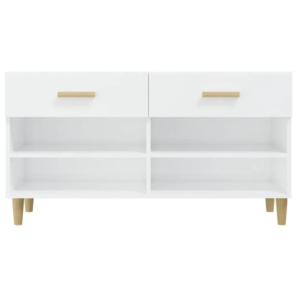 Armoire à chaussures range chaussures rangement meuble entrée couloir salon brillant 102 x 35 x 55 cm bois ingénierie blan...