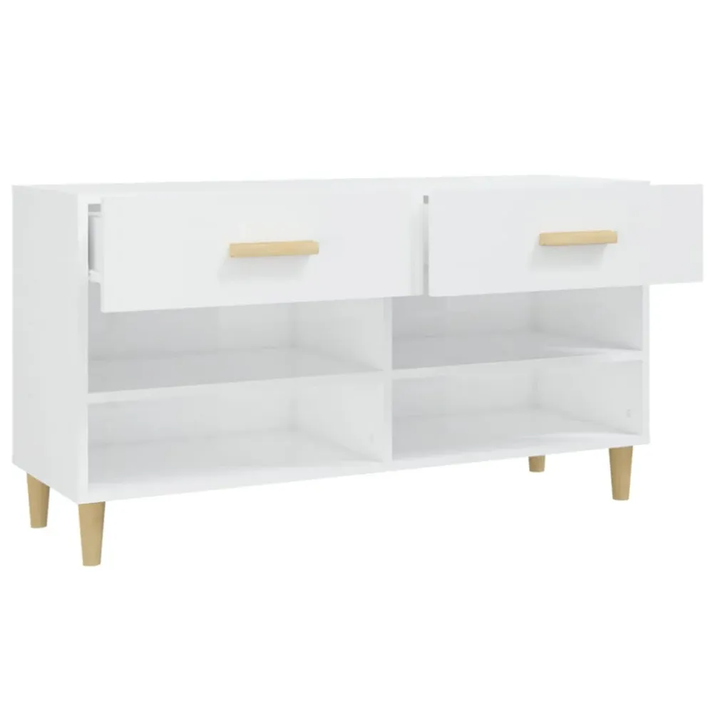 Armoire à chaussures range chaussures rangement meuble entrée couloir salon brillant 102 x 35 x 55 cm bois ingénierie blan...