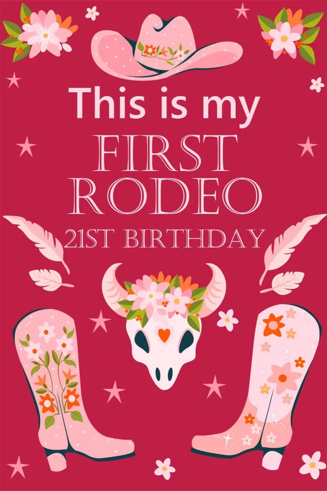 Toile de fond Anniversaire Conçu spécialement Bottes Cowgirl Fête 21ème BRP3-38