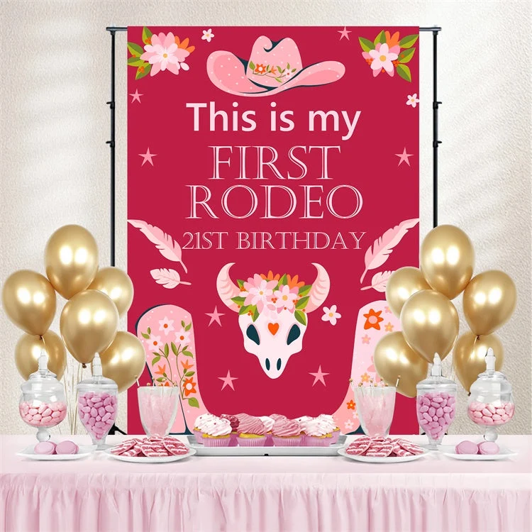 Toile de fond Anniversaire Conçu spécialement Bottes Cowgirl Fête 21ème BRP3-38