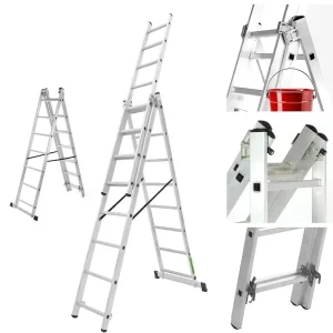 Échafaudage roulant Échelle Transformable 3 Plans en Aluminium – 4M x 4M x 4M / 10.5M