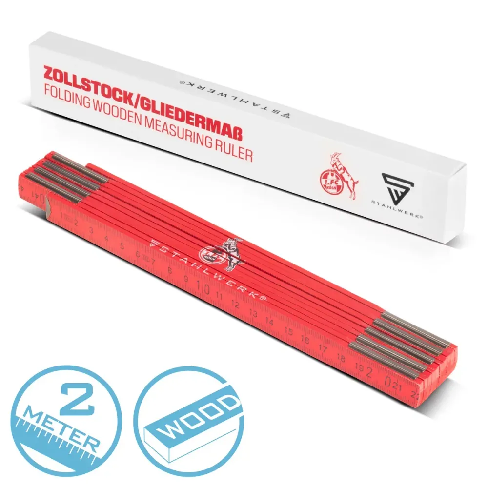 Haute Résistance Aluminium Stahlwerk Zollstock 1. FC Köln Edition 2 M METER Emplacement | Échelle | Mètre