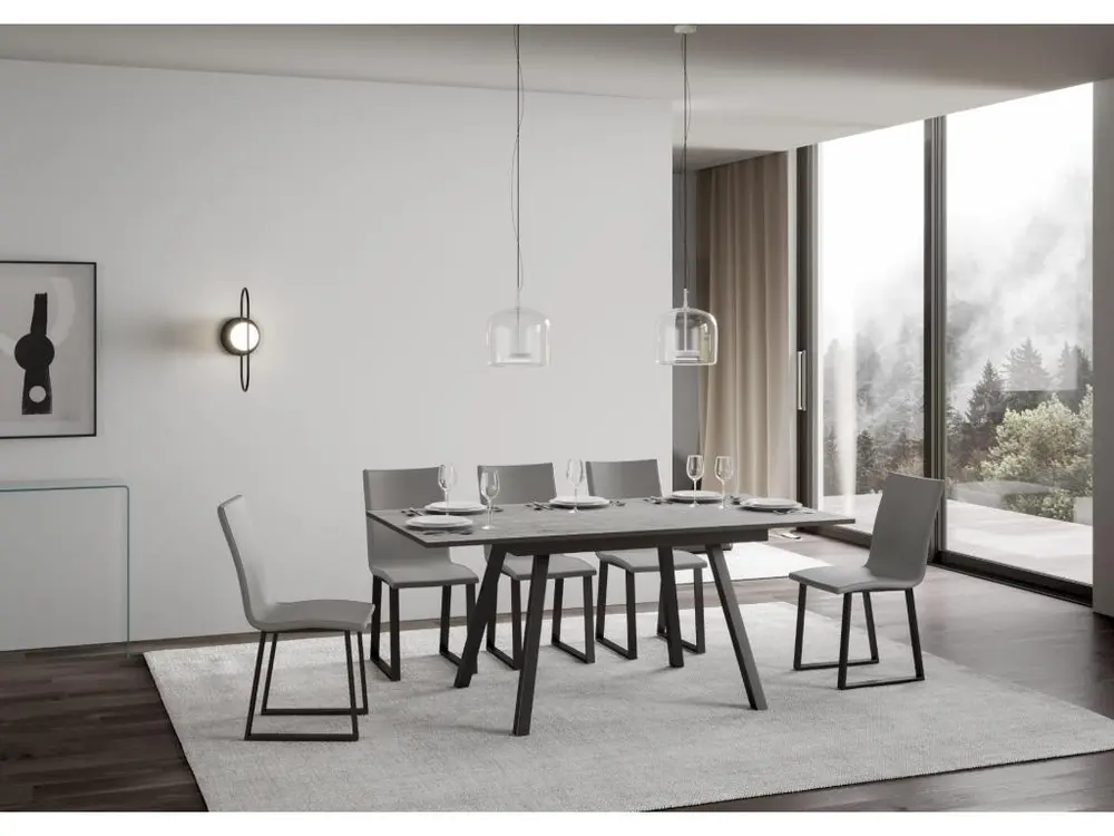 Table Mirhi Dessus Ciment 90x120 + 60 cadre Anthracite