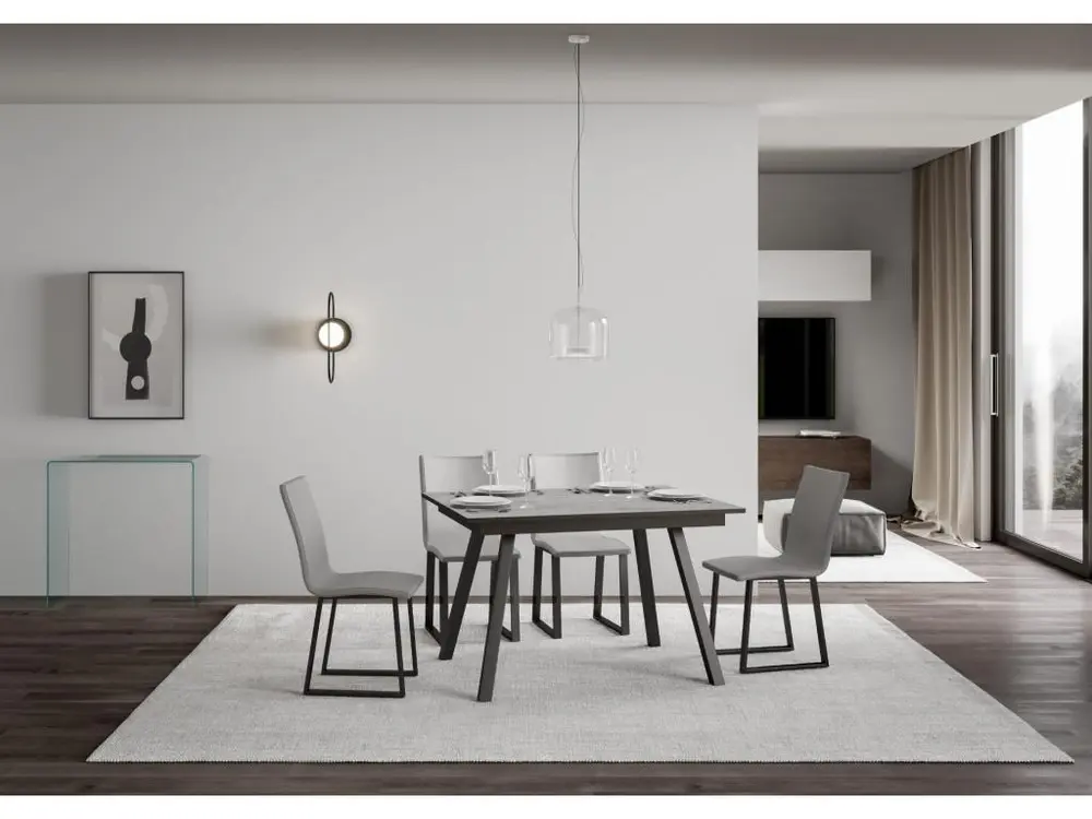Table Mirhi Dessus Ciment 90x120 + 60 cadre Anthracite