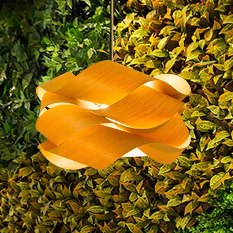 18"/23,5" breite Twist-Pendelleuchte, zeitgenössische Holz-Wohnzimmer-Hängeleuchte mit 1 Licht Chamois