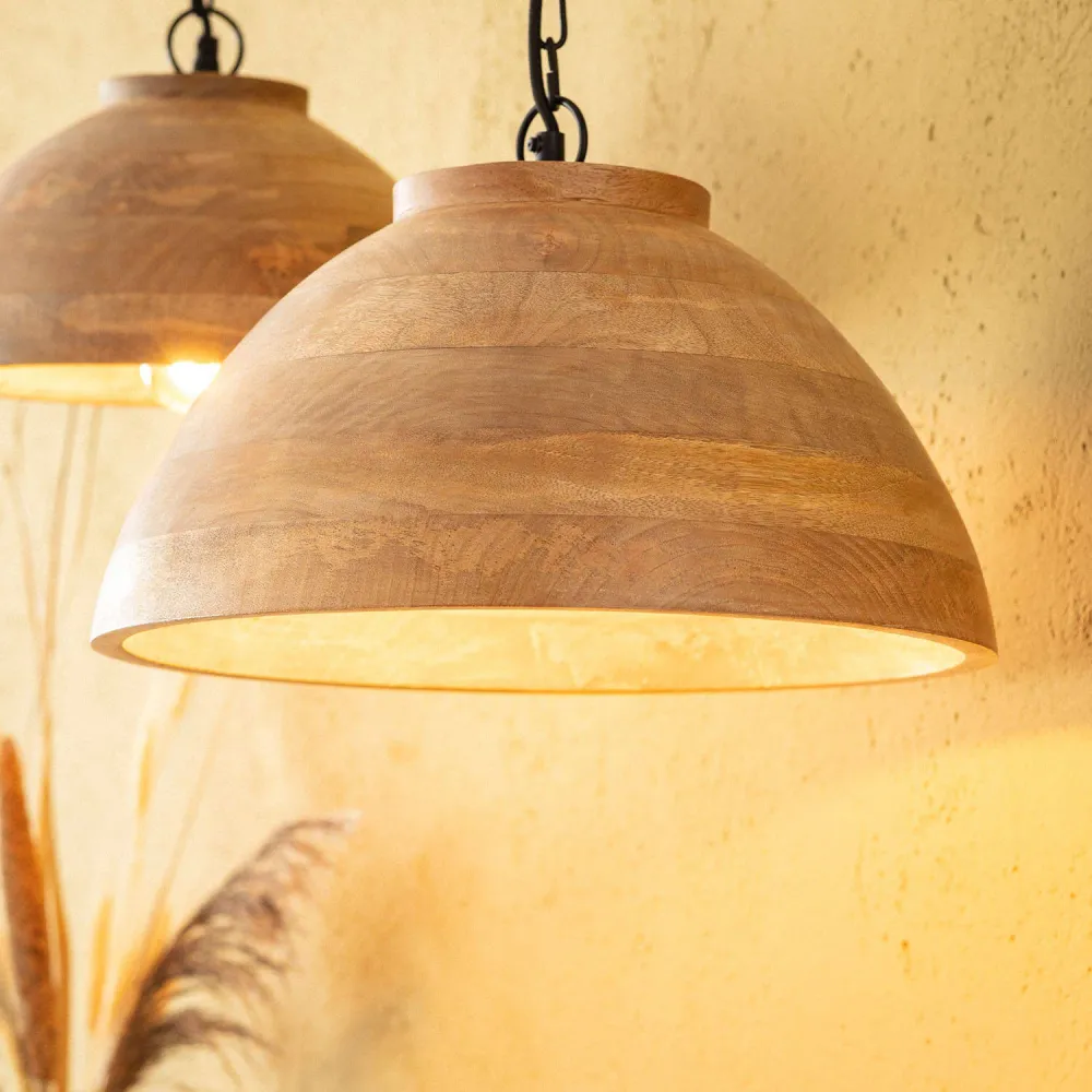 Éclairage à LED ILUZZIA Naisha M avec structure en bois. | Antichoc | Résistant