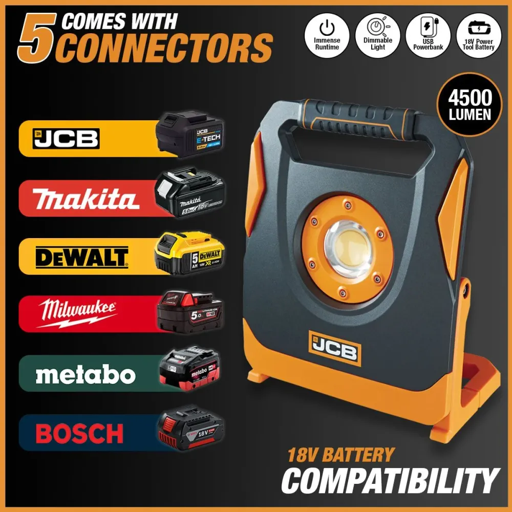 JCB Konnect Work Light 4500 Lumen 5 connectors JCB-SL-KONNECT45