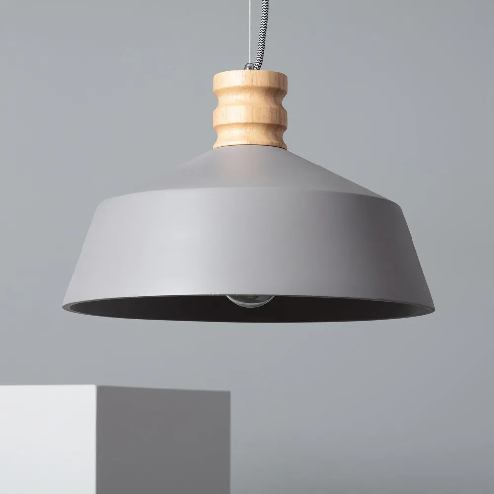 Lustre en béton et bois avec éclairage LED Kukojoa avec Détecteur de Mouvement