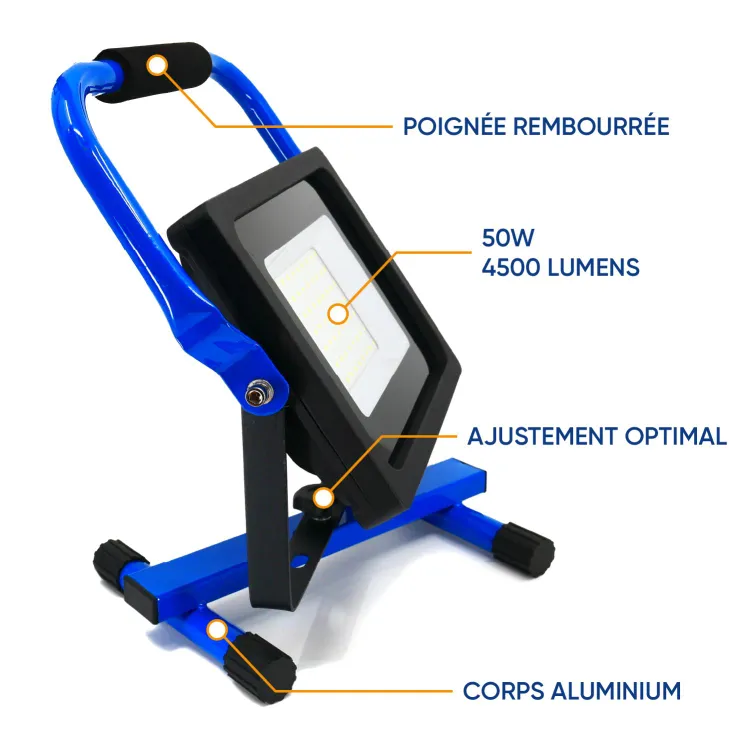 Projecteur De Chantier Led Professionnel 50w IP65 avec Détecteur de Mouvement