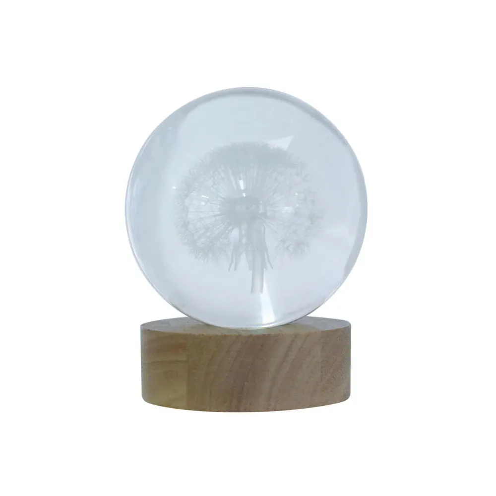Urban Decor LED Dandelion Decor Light on Wooden Stand Limpide IP67 Étanche