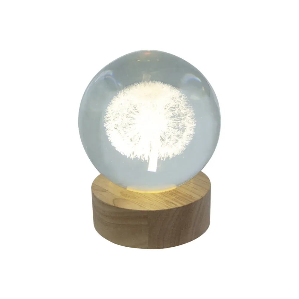 Urban Decor LED Dandelion Decor Light on Wooden Stand Limpide IP67 Étanche
