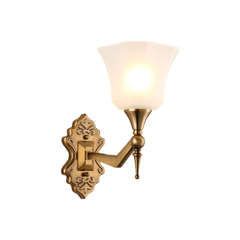 Applique à bras Applique murale évasée traditionnelle à 1/2 lumières en verre dépoli, applique murale dorée pour salle de...