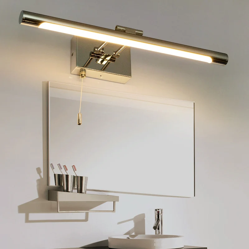 Applique encastrable Luminaire de vanité à Tube pivotant chromé, applique murale LED minimaliste en acrylique pour salle d...