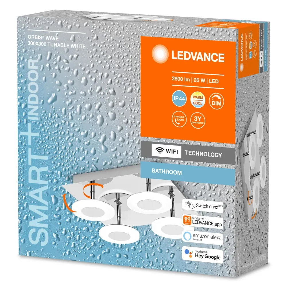 Applique à LED intégrée LEDVANCE 4058075573901 Applique 26W Wi-fi intelligente pour miroir salle de bain IP44