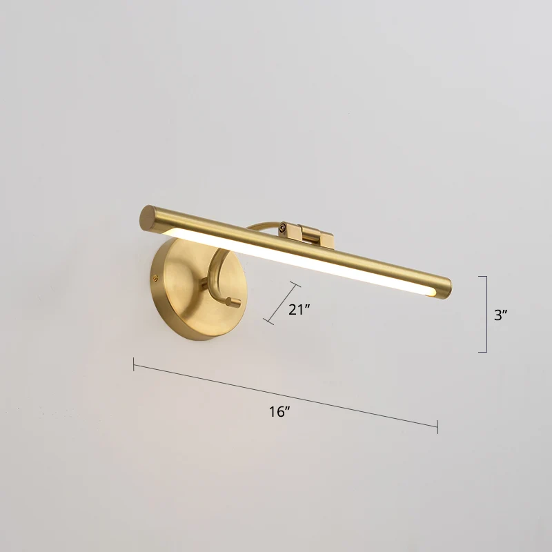 Applique murale en métal en forme de poteau, lampe de vanité murale à LED pour salle de bains de campagne en laiton avec b...