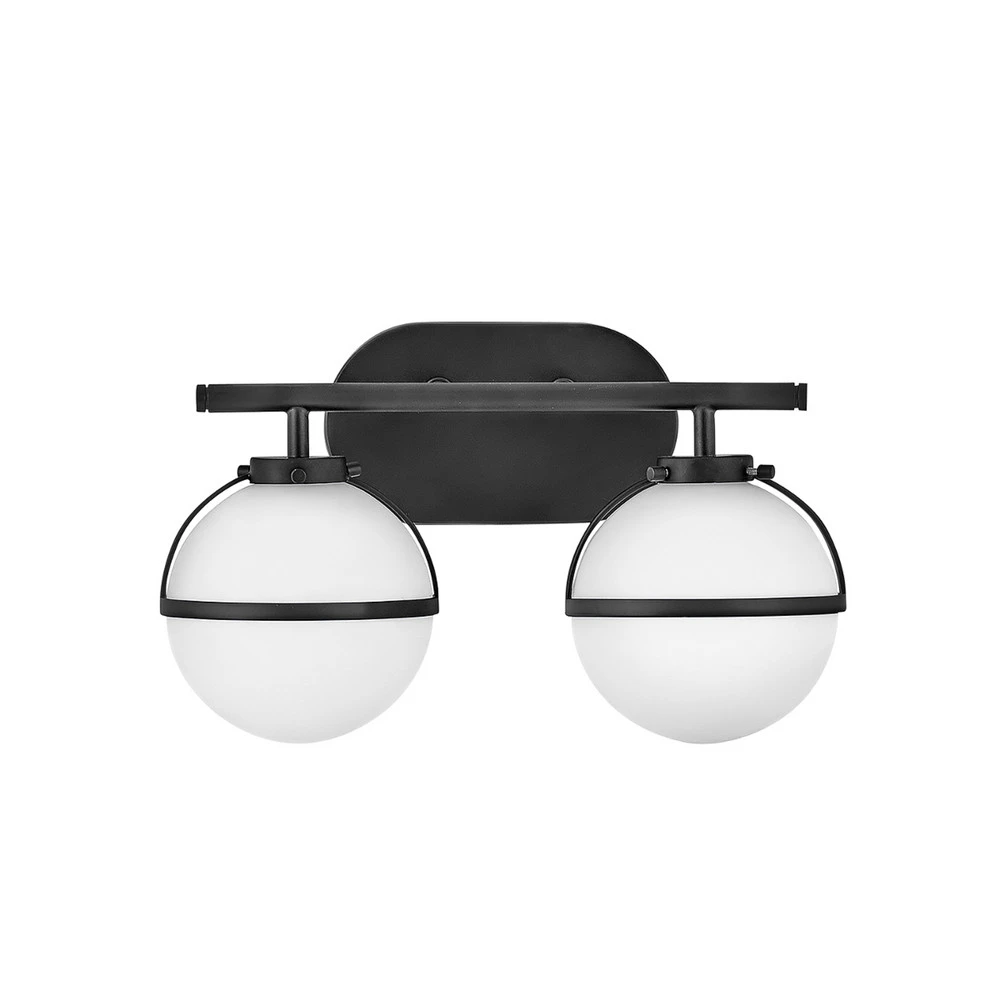Applique de salle de bain Applique salle de bain Hollis noire/opale 2 lampes