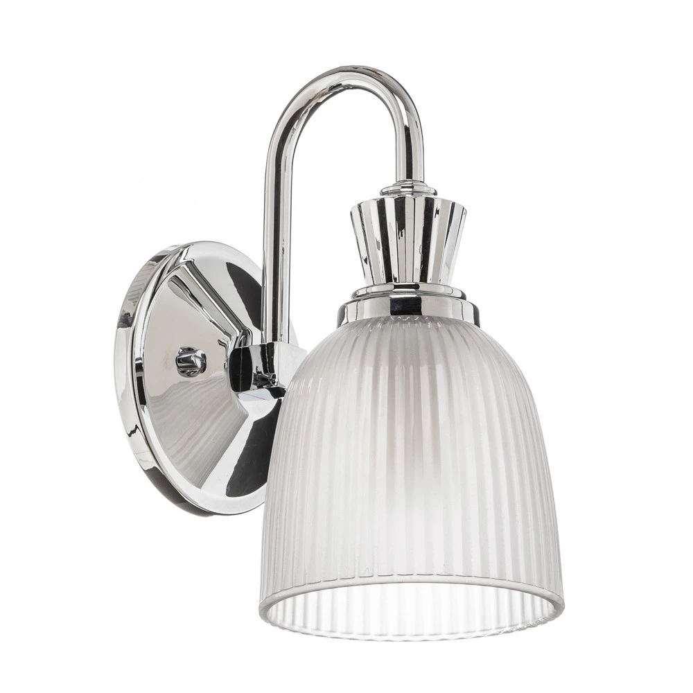 Applique salle de bain LED Cora verre rainuré avec interrupteur intégré