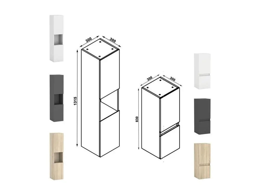 Certifié CE Meuble salle de Bain 80cm avec colonne + miroir mural lumineux 3 couleurs Anthracite