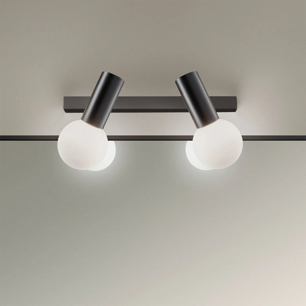 LEDS-C4 Mist applique salle de bain 2 lampes noire avec interrupteur intégré