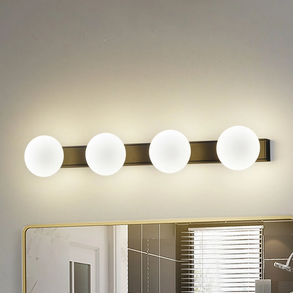 Lucande Applique murale LED pour salle de bain Myrra, noir/blanc, verre, pour couloir et escalier