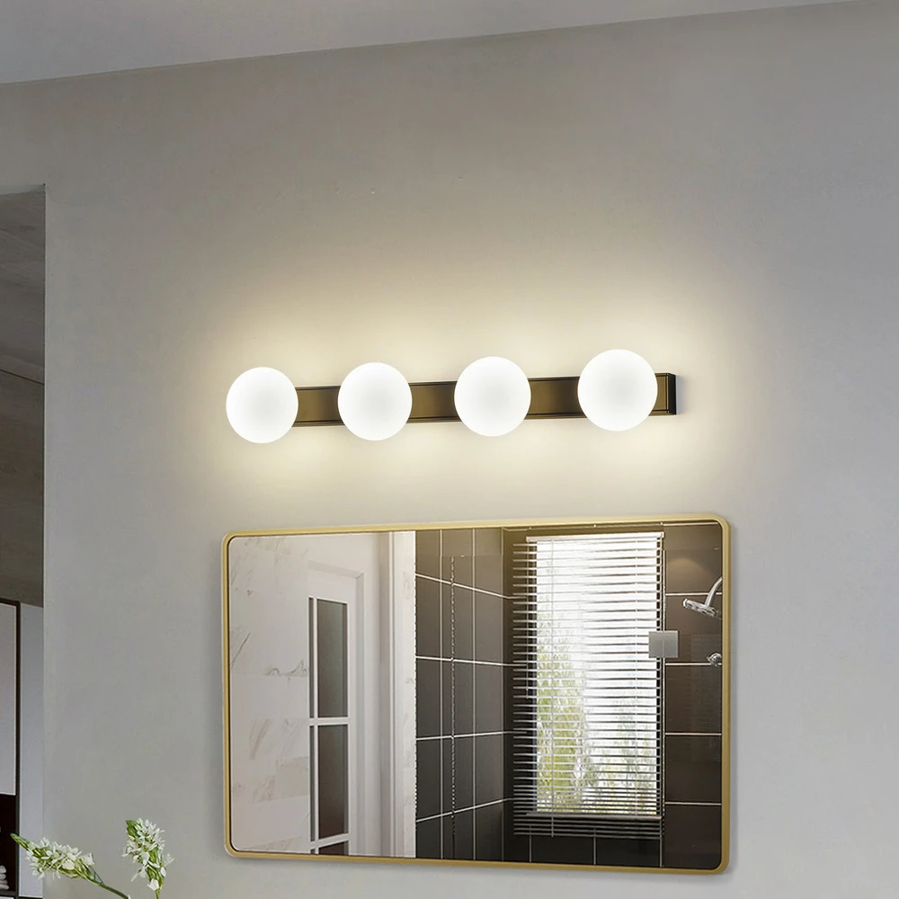 Lucande Applique murale LED pour salle de bain Myrra, noir/blanc, verre, pour couloir et escalier