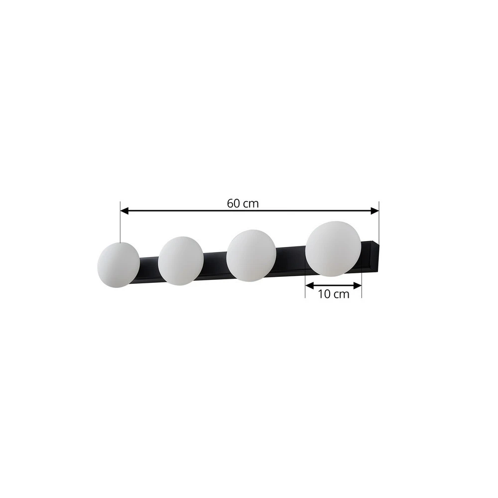 Lucande Applique murale LED pour salle de bain Myrra, noir/blanc, verre, pour couloir et escalier