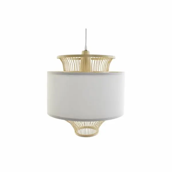Exotic Bambou and White Fabric Ceiling Light