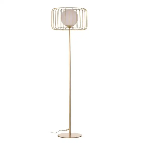 Lustre à cristaux Lampadaire Design en Métal Doré et Verre Blanc Home Decor