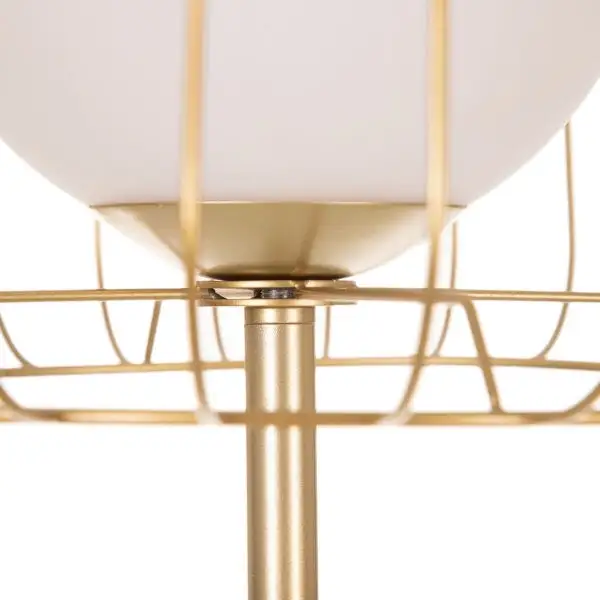 Lustre à cristaux Lampadaire Design en Métal Doré et Verre Blanc Home Decor