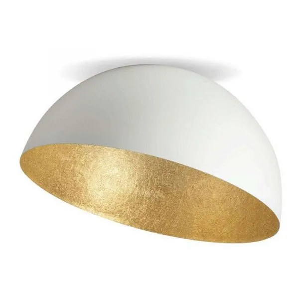 Lustre à cristaux Plafonnier ZAMBELIS D500 E27 DESIGN Blanc Mat et Doré