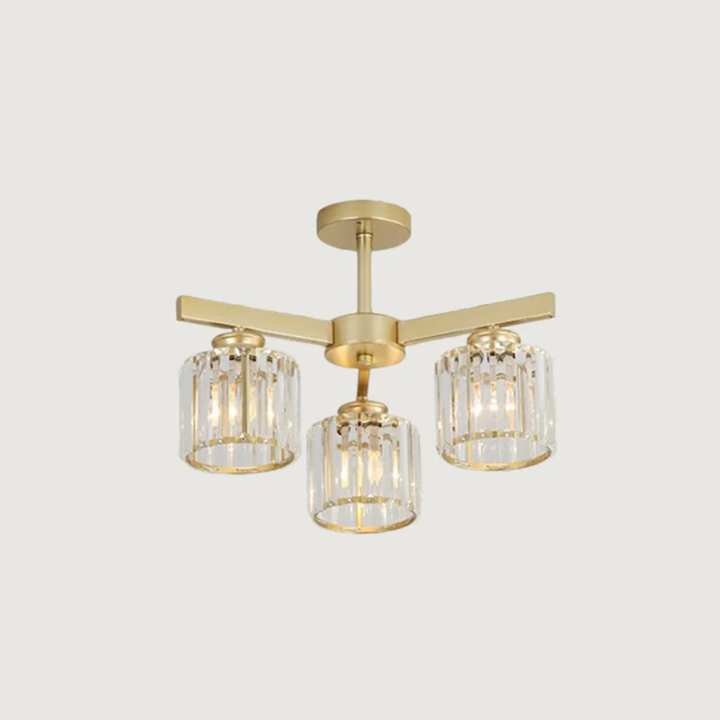 Plafonnier cylindrique en cristal minimaliste doré, luminaire Semi-encastré pour chambre à coucher avec 16 couleurs RVB