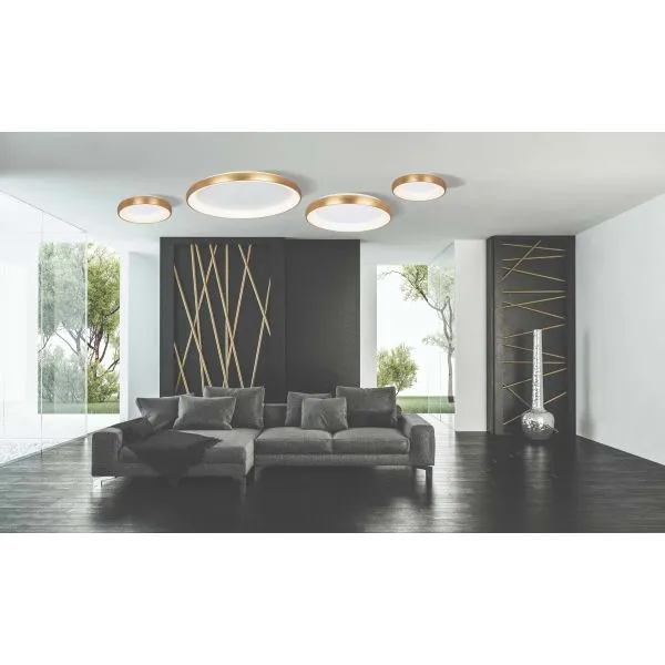 Plafonnier ZAMBELIS D400 30W DESIGN Or Brossé Mat pour ambiance cosy